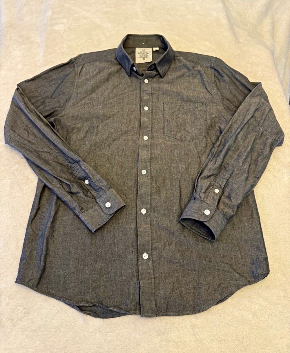 Cheap Monday Bolt Oxford Cotton Shirt Gray Men’s M Long Sleeve Point Collar